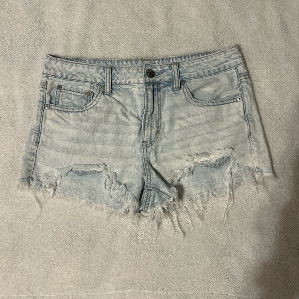 American Eagle Outfitters Light Wash Distressed Jean Shorts